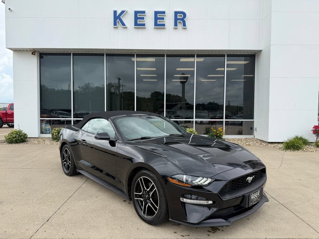 2019 Ford Mustang EcoBoost Premium in Shadow Black — front three-quarter view
