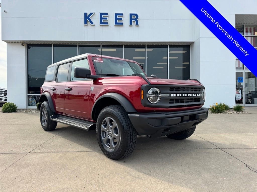 2026 Ford Bronco Big Bend in Ruby Red Metallic Tinted Clearcoat — front three-quarter view